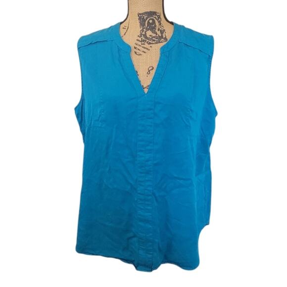 XL Soft Surroundings Turquoise Blye Sleeveless Tunic Length Blouse - Picture 1 of 3